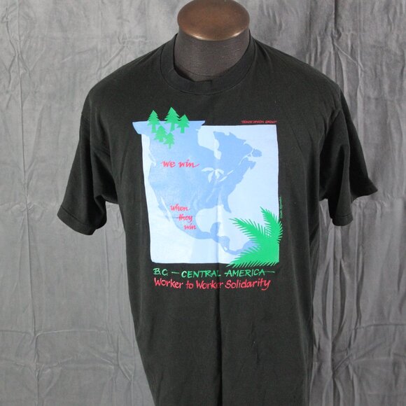 Vintage Graphic T-shirt - BC Central America Worker Solidarity - Men's XL - Picture 3 of 7